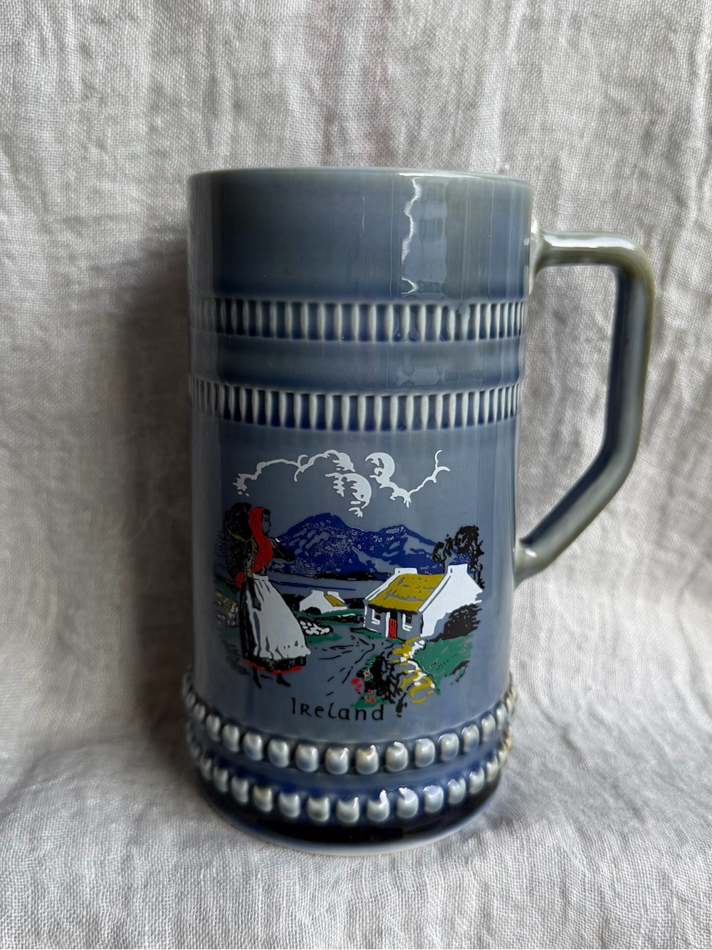 Wade Irish Scenic Ceramic Beer Stein Mug in Slate Blue